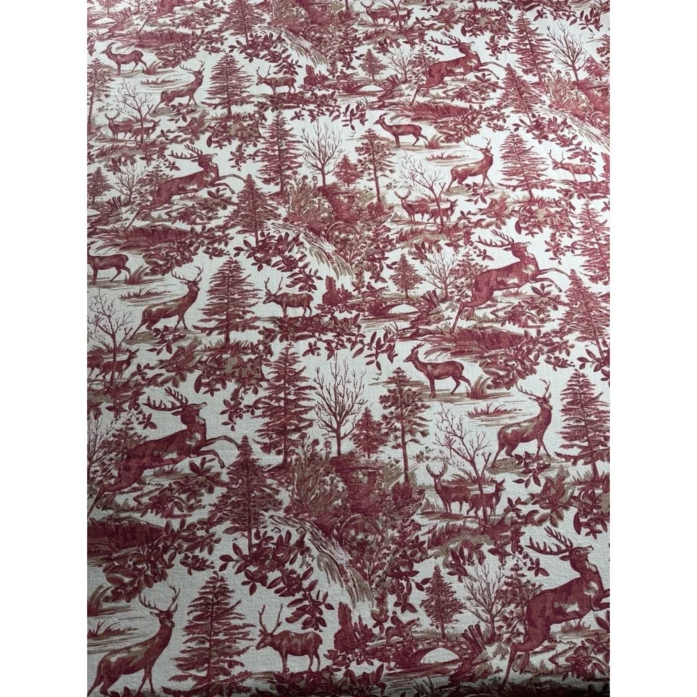 Pottery Barn Size Full Alpine Toile Duvet Cover 100% Cotton Red